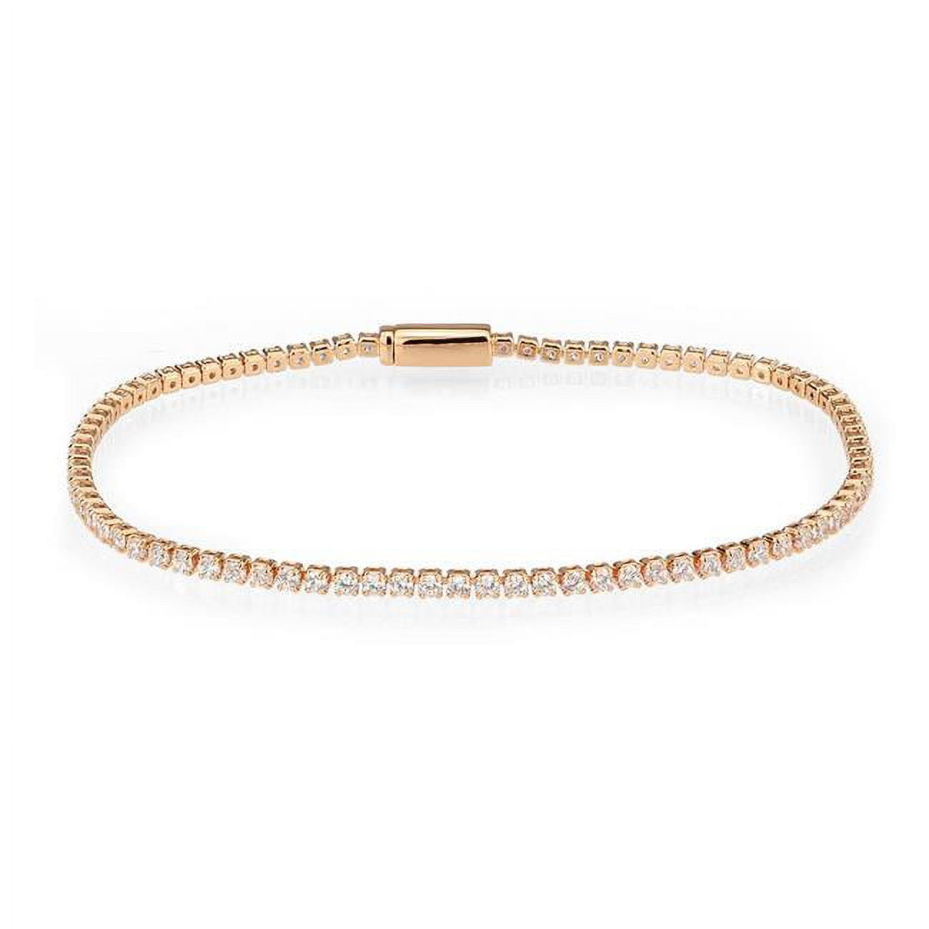 Picture of Alamode 3W1684-7 7 in. Rose Gold Brass Bracelet with AAA Grade CZ&#44; Clear