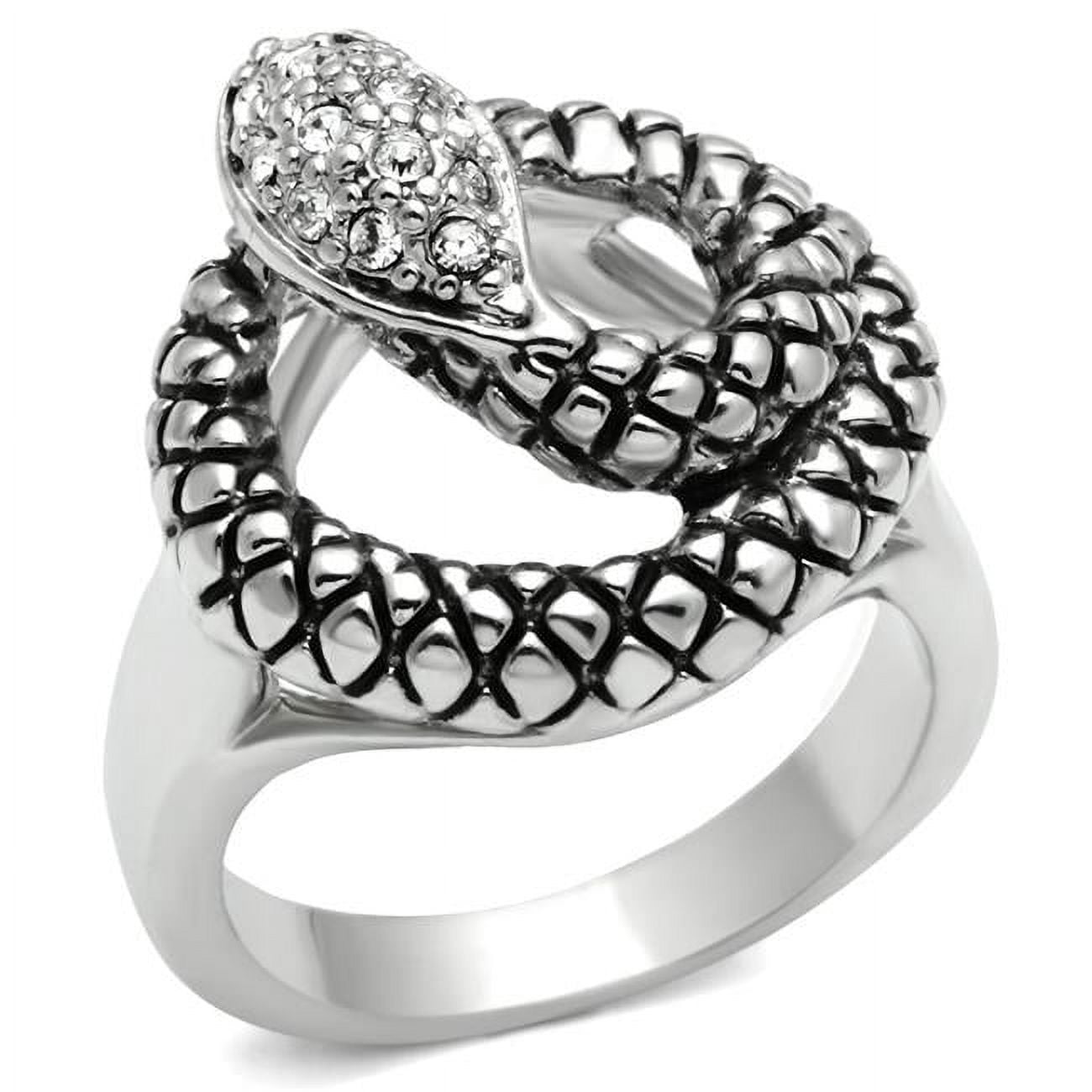 Picture of Alamode 3W183-9 Rhodium Brass Ring with Top Grade Crystal, Clear - Size 9