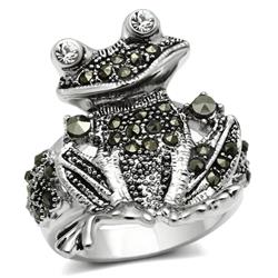Picture of Alamode 3W205-10 Rhodium Brass Ring with Top Grade Crystal&#44; Clear - Size 10