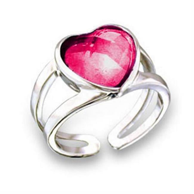 Picture of Alamode 411802-9 Rhodium Brass Ring with Synthetic Garnet, Ruby - Size 9