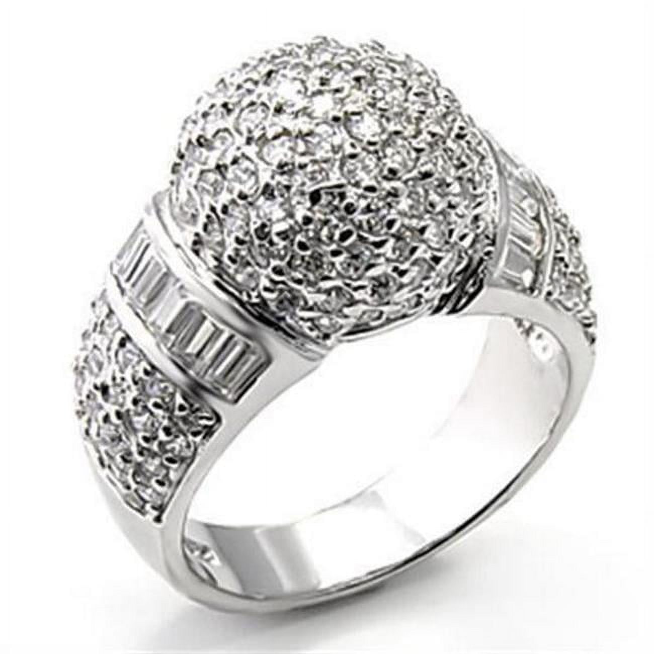 Picture of Alamode 7X166-6 Rhodium 925 Sterling Silver Ring with AAA Grade CZ&#44; Clear - Size 6