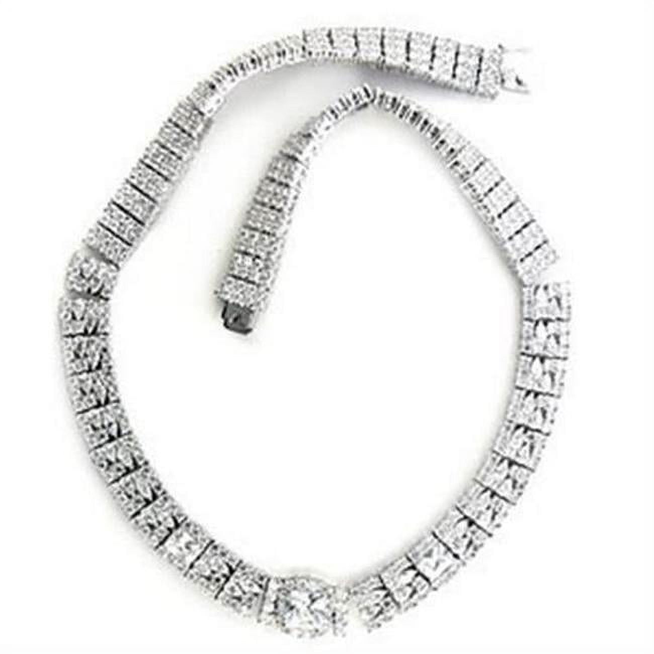 Picture of Alamode 7X410-16 16 in. Rhodium Brass Necklace with AAA Grade CZ, Clear