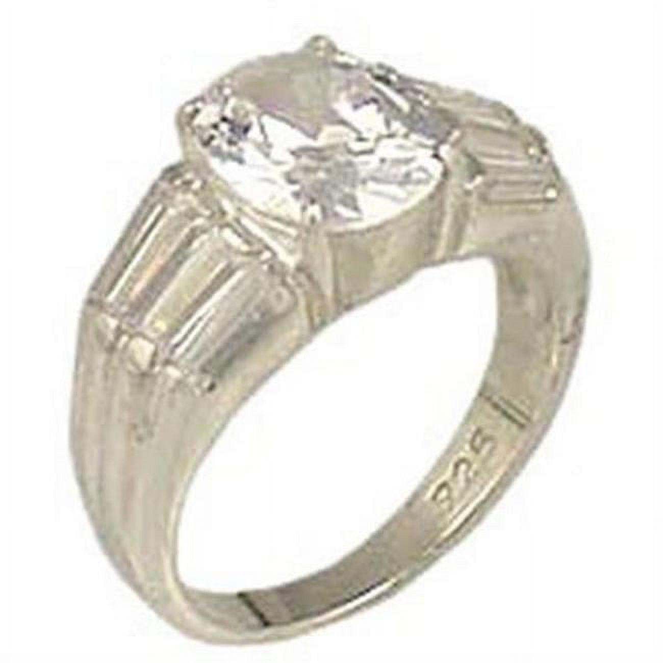 Picture of Alamode 9B035-8 High-Polished 925 Sterling Silver Ring with AAA Grade CZ&#44; Clear - Size 8