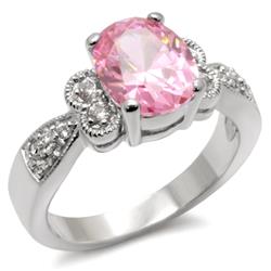 Picture of Alamode 9X045-5 High-Polished 925 Sterling Silver Ring with AAA Grade CZ, Rose - Size 5