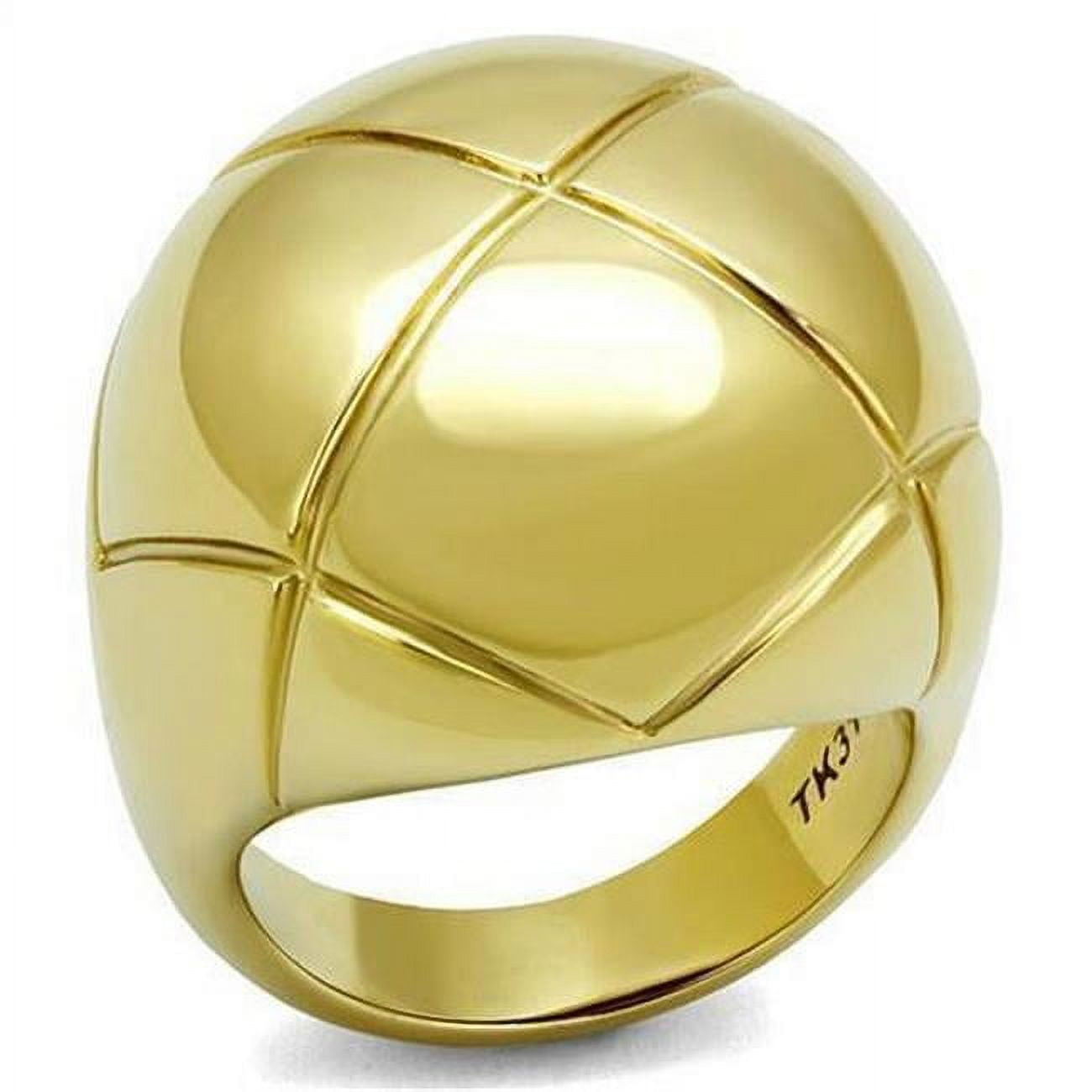 IP Gold Ion Plating Stainless Steel Ring with No Stone, Size 6