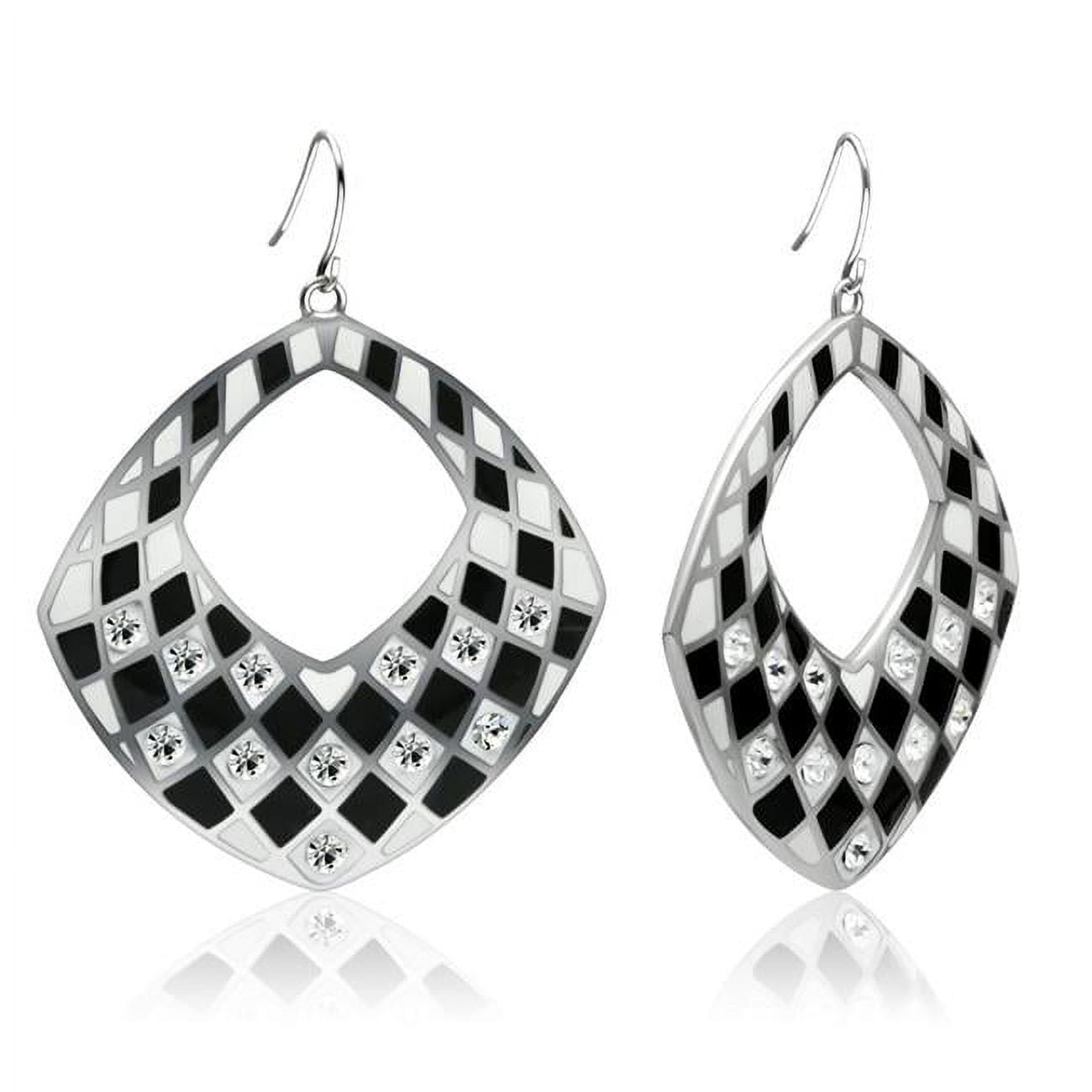 Picture of Alamode TK310 High Polished No Plating Stainless Steel Earrings with Top Grade Crystal, Clear
