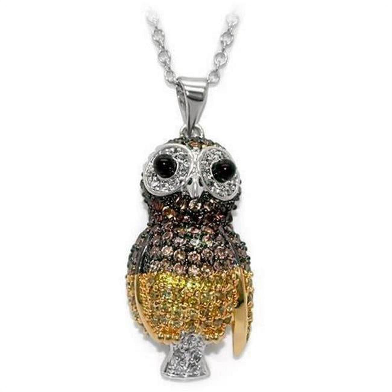 Picture of Alamode LO1554-16 16 in. Rhodium&#44; Gold & Ruthenium Brass Chain Pendant with AAA Grade CZ - Multi Color