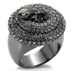 Picture of Alamode LO1675-5 Tin Cobalt Black Brass Ring with Top Grade Crystal, Multi Color - Size 5
