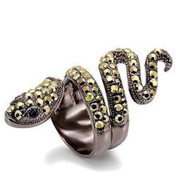 Chocolate Gold Brass Ring with Top Grade Crystal, Multi Color - Size 7