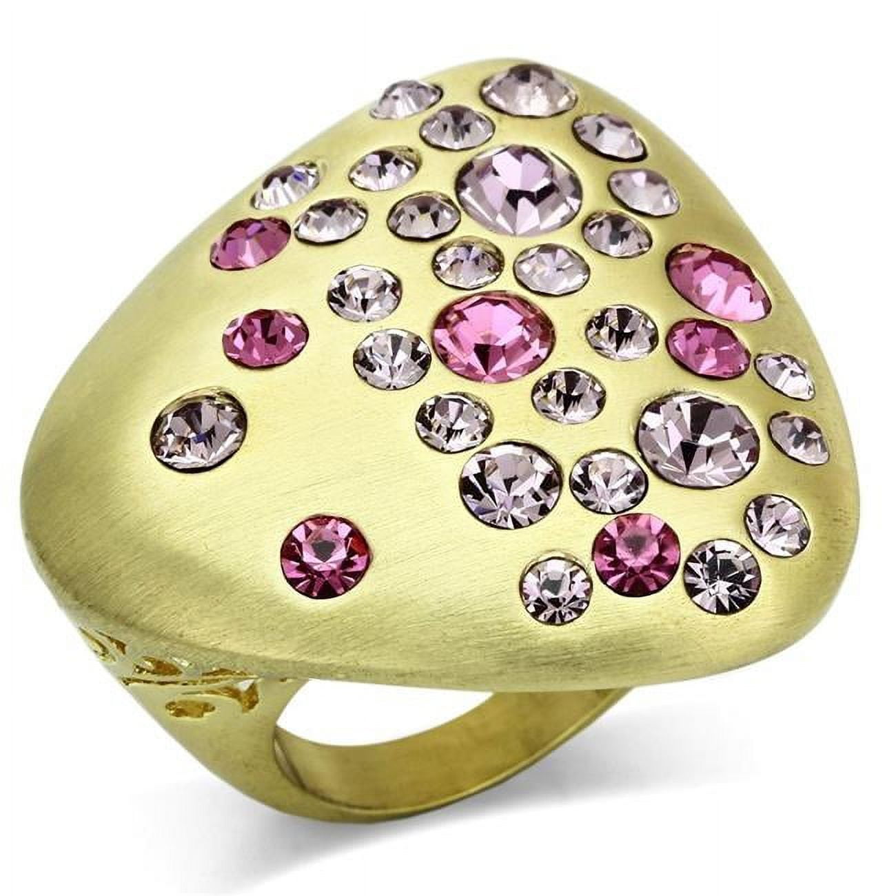 Picture of Alamode LO2534-5 Gold & Brush Brass Ring with Top Grade Crystal&#44; Multi Color - Size 5