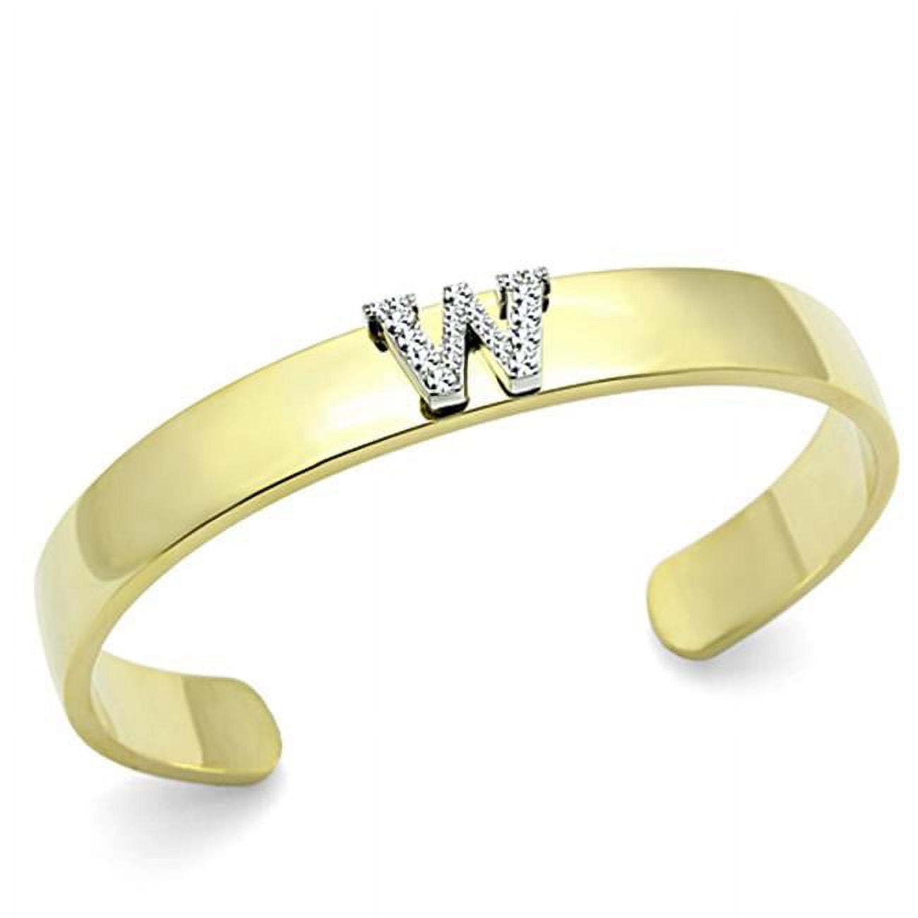 Picture of Alamode LO2592-6.75 6.75 in. Gold & Rhodium White Metal Bangle with Top Grade Crystal&#44; Clear