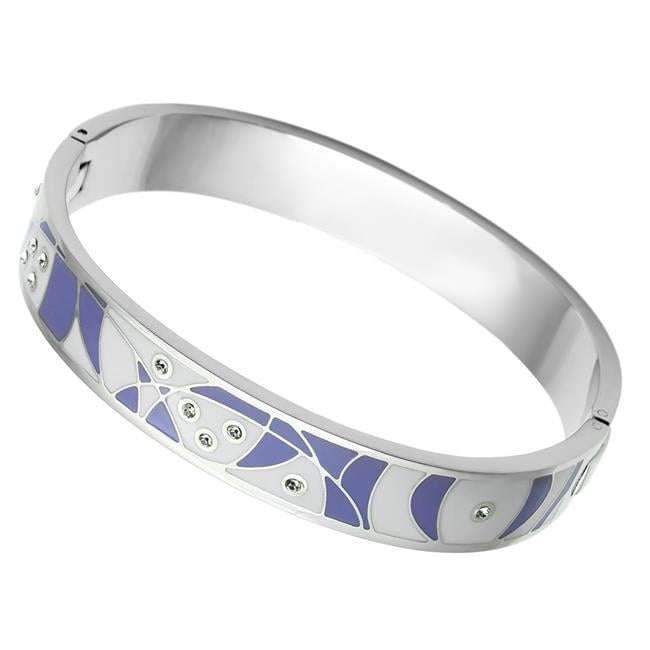Picture of Alamode TK781-7.75 7.75 in. High Polished No Plating Stainless Steel Bangle with Top Grade Crystal, Clear