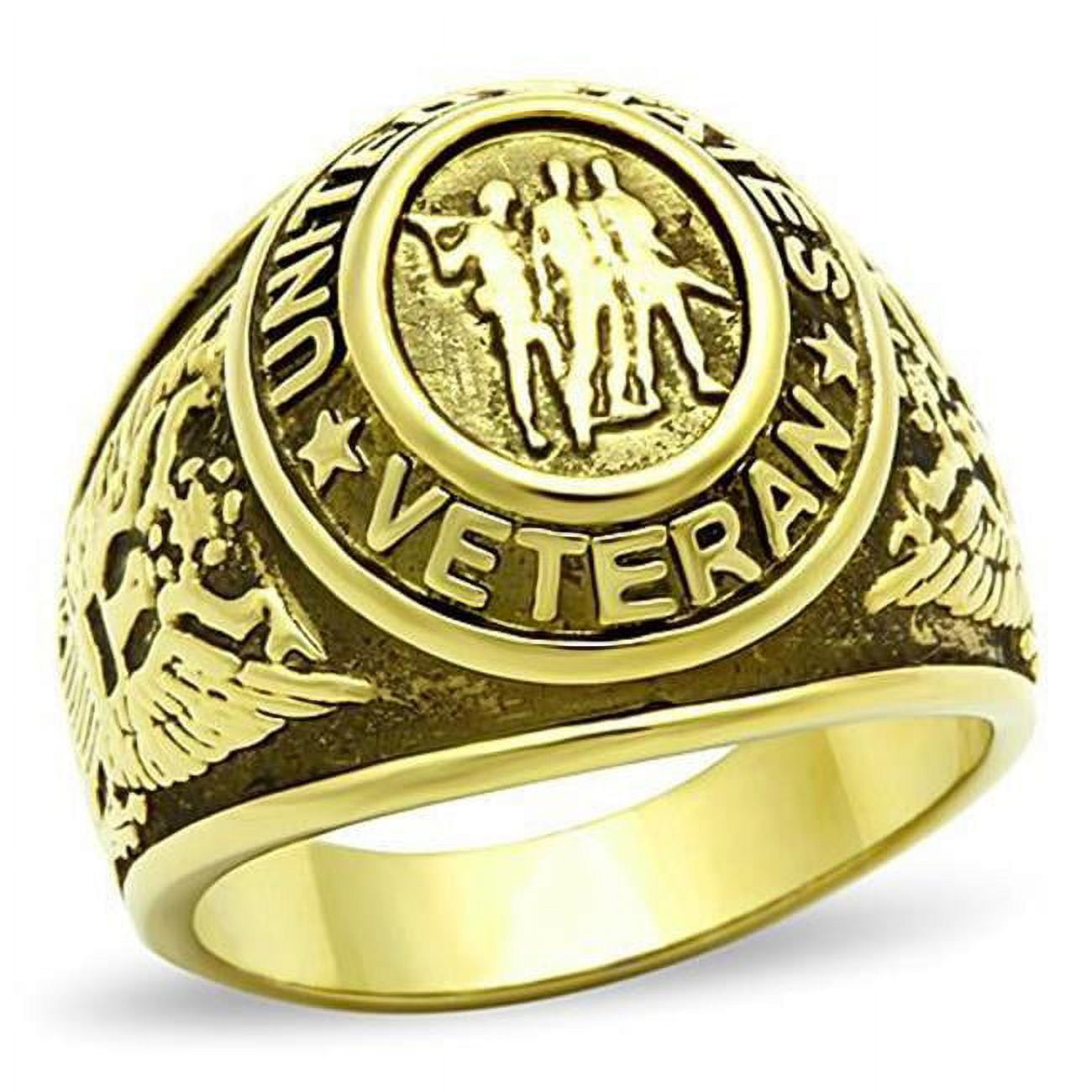 Men IP Gold Stainless Steel Ring with Epoxy in Jet - Size 13