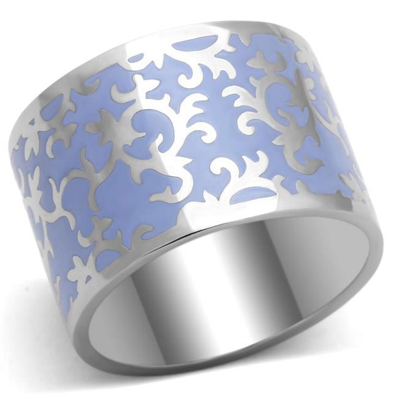 TK825-5 High Polished No Plating Stainless Steel Ring with Epoxy, Amethyst - Size 5