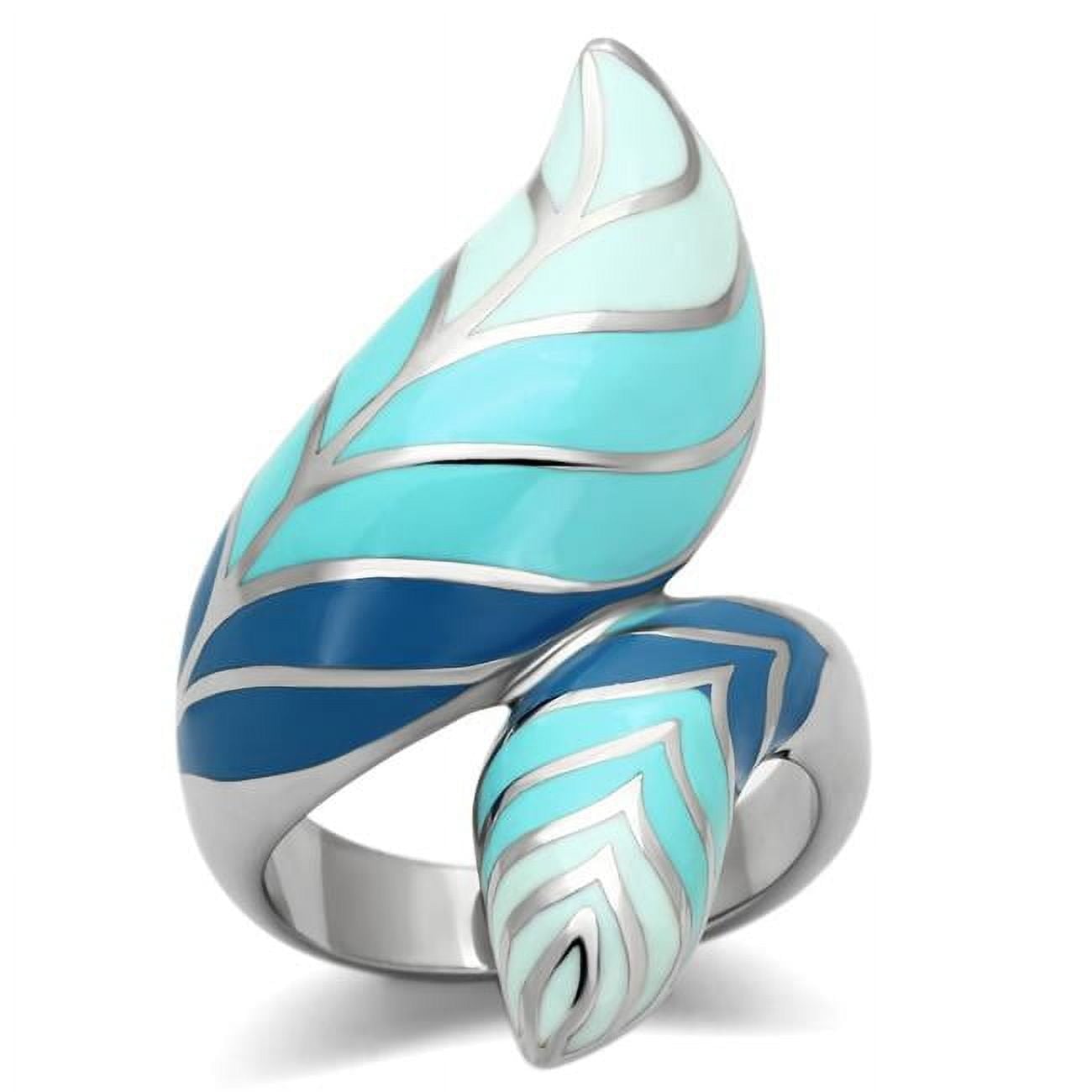 High Polished No Plating Stainless Steel Ring with Epoxy, Multi Color - Size 7