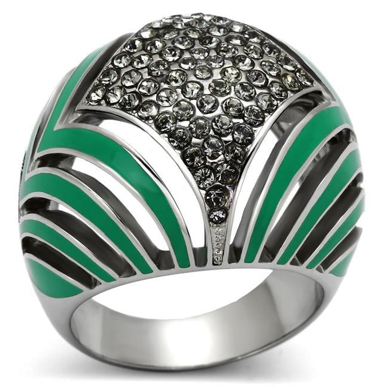 TK839-7 High Polished No Plating Stainless Steel Ring with Top Grade Crystal, Black Diamond - Size 7