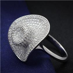 Rhodium 925 Sterling Silver Ring with AAA Grade CZ, Clear - Size 7