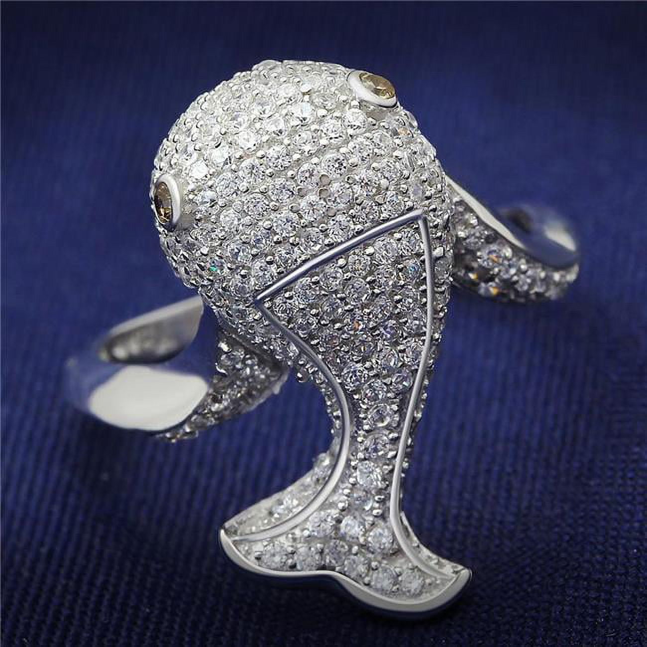 Rhodium 925 Sterling Silver Ring with AAA Grade CZ, Brown - Size 6