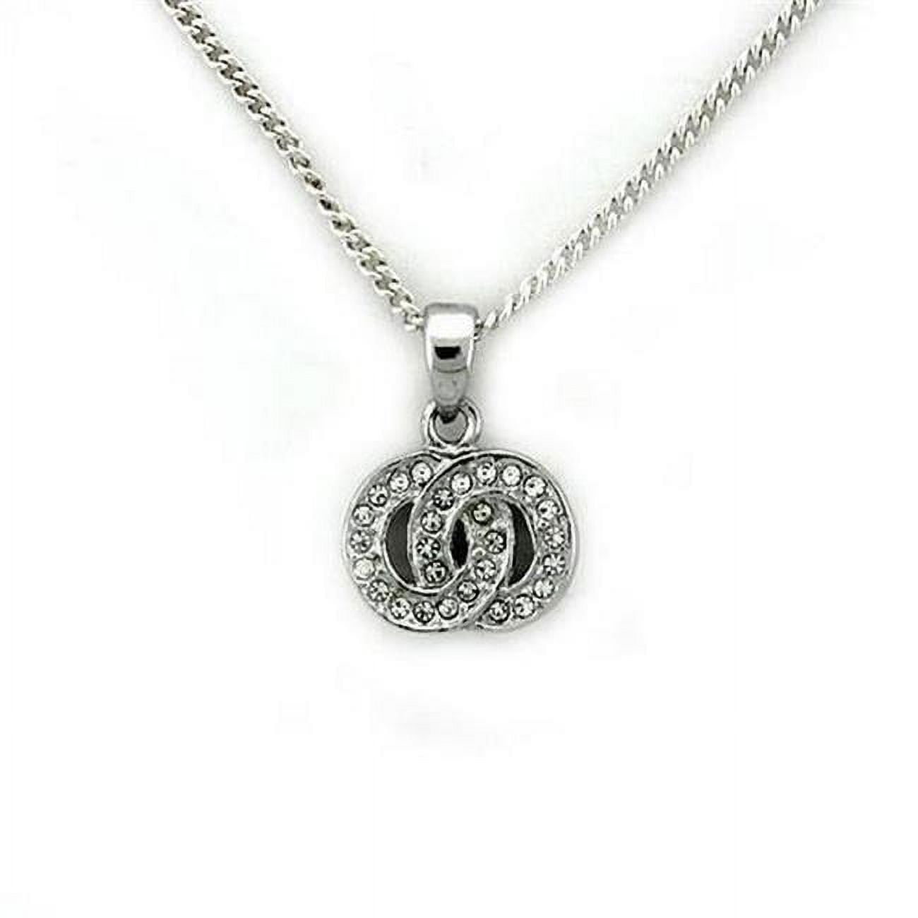 16 in. Rhodium Brass Chain Pendant with Top Grade Crystal, Clear