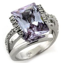 Picture of Alamode LOAS1124-5 Rhodium 925 Sterling Silver Ring with AAA Grade CZ&#44; Light Amethyst - Size 5
