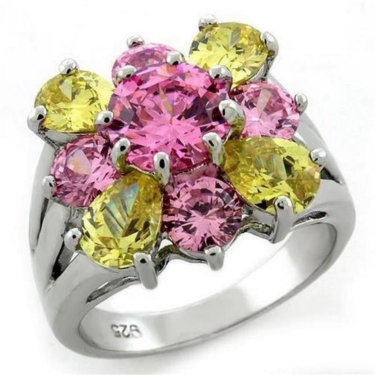 Picture of Alamode LOAS1138-10 Rhodium 925 Sterling Silver Ring with AAA Grade CZ&#44; Multi Color - Size 10