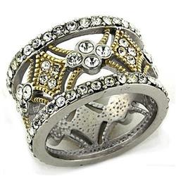 Picture of Alamode LOAS1193-9 Gold & Rhodium 925 Sterling Silver Ring with Top Grade Crystal&#44; Clear - Size 9