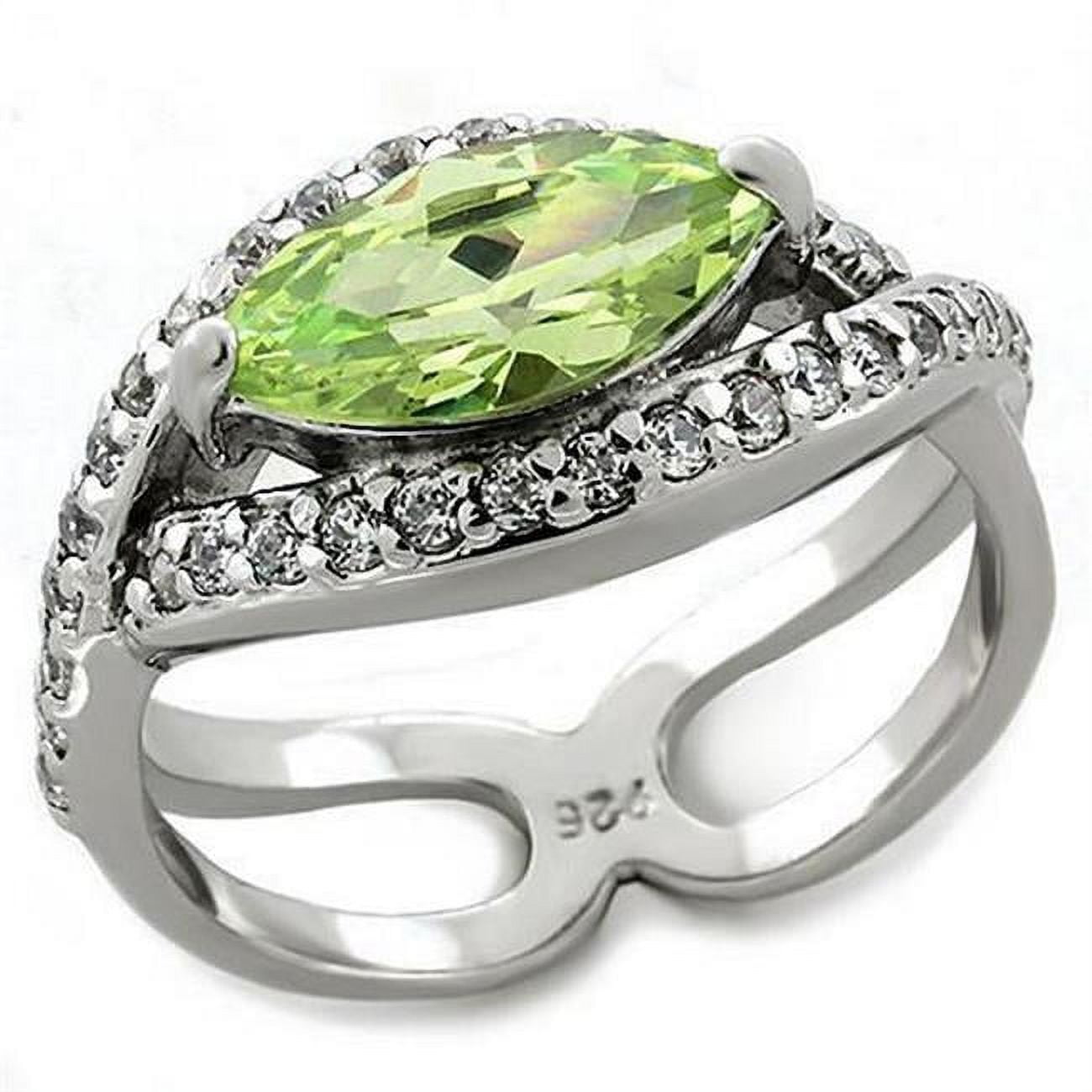 Picture of Alamode LOAS1225-9 Rhodium 925 Sterling Silver Ring with AAA Grade CZ&#44; Apple Green - Size 9