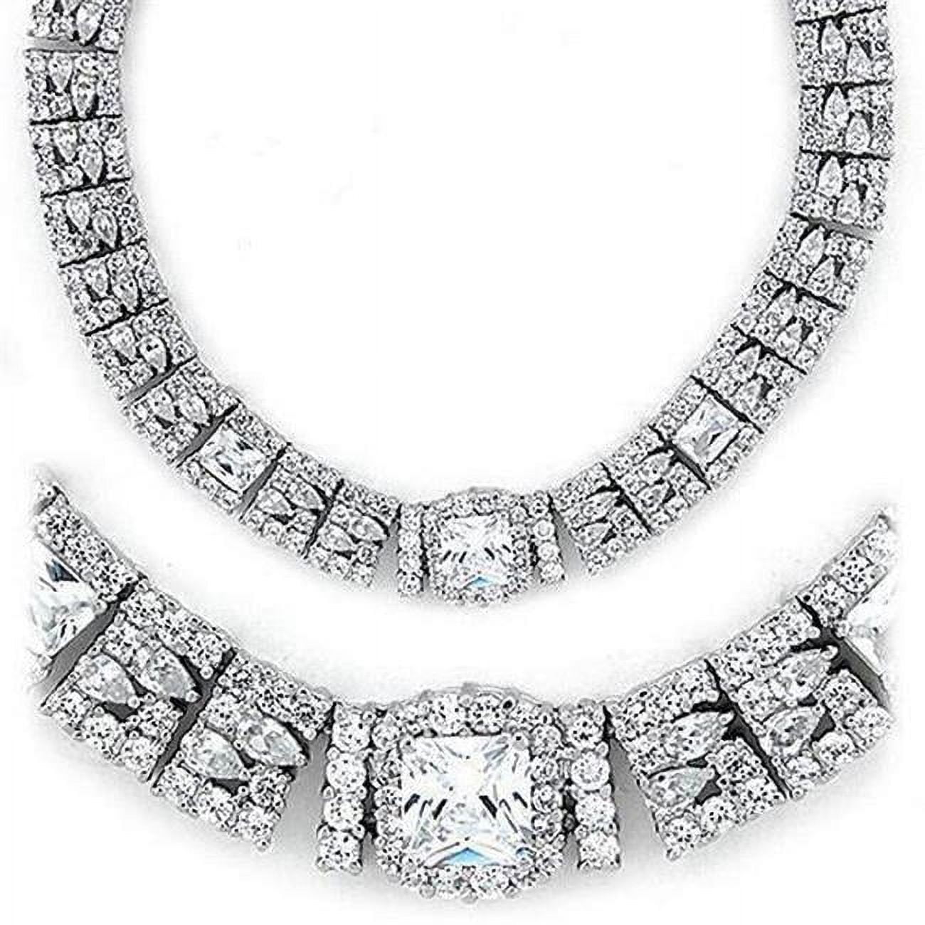 Picture of Alamode LOAS1305-16 16 in. Rhodium 925 Sterling Silver Necklace with AAA Grade CZ&#44; Clear