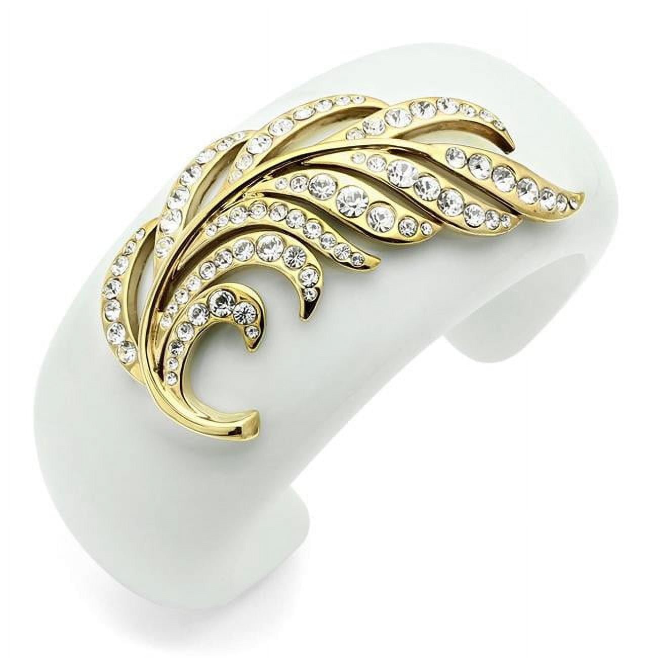 Picture of Alamode VL028-5.5 5.5 in. IP Gold Ion Plating Brass Bangle with Synthetic Stone, White