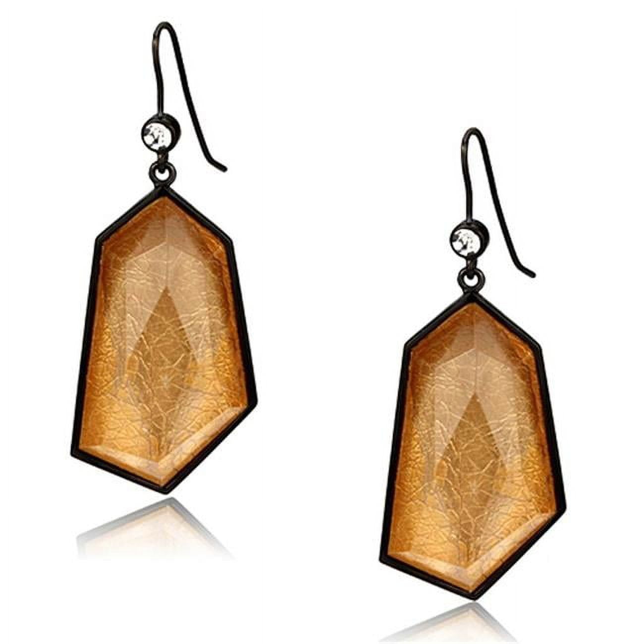 Picture of Alamode VL070 IP Black Ion Plating Brass Earrings with Synthetic Stone&#44; Orange