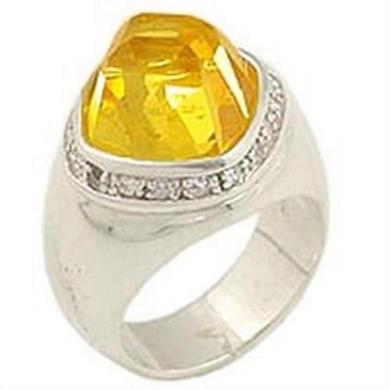 Picture of Alamode 0F223-7 High-Polished 925 Sterling Silver Ring with AAA Grade CZ&#44; Citrine Yellow - Size 7