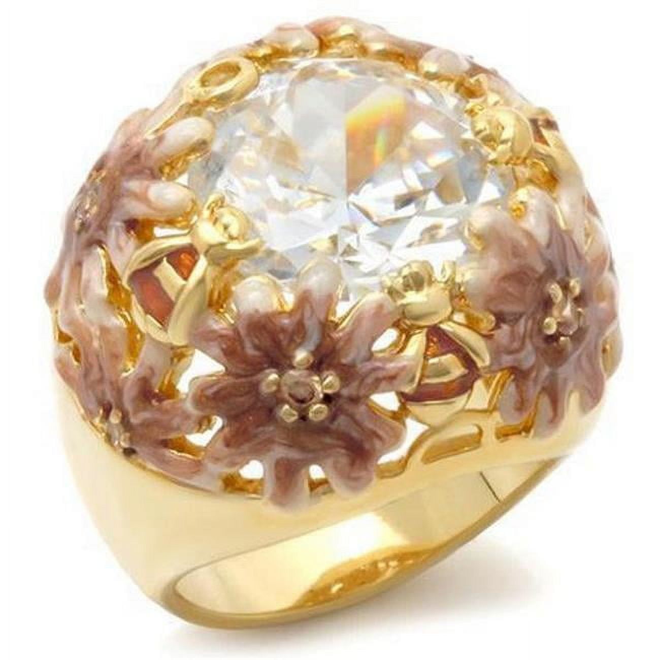 Picture of Alamode 0W203-7 Matte Gold & Gold Brass Ring with AAA Grade CZ&#44; Clear - Size 7