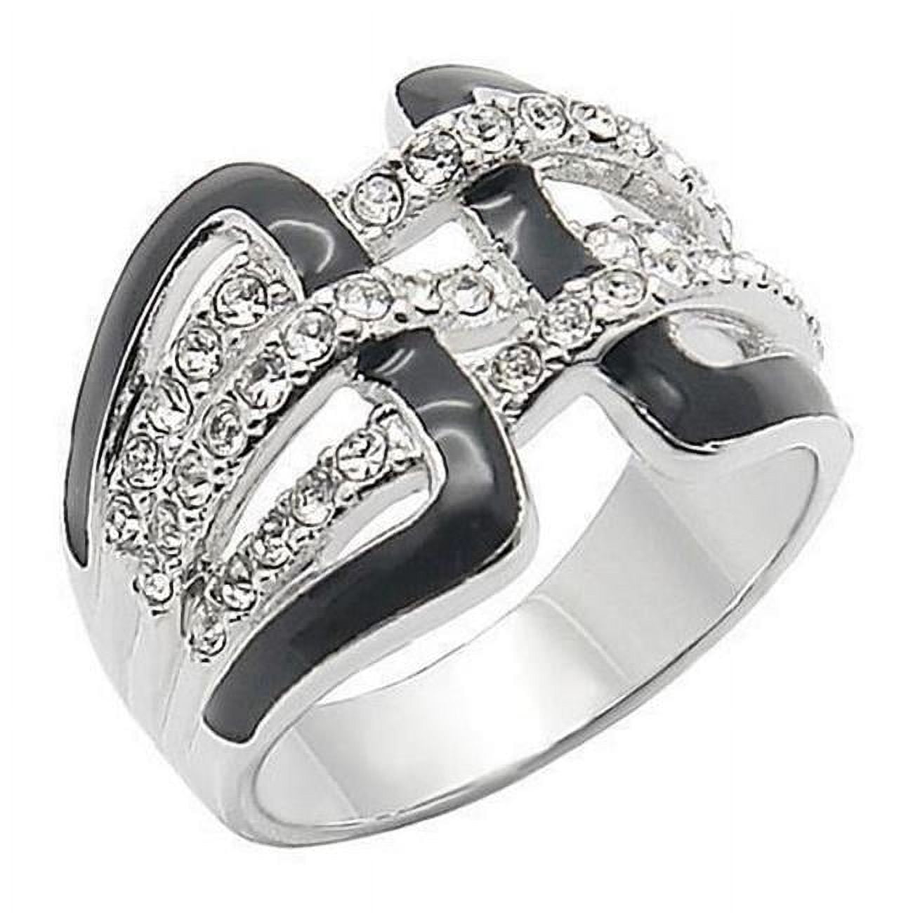 Picture of Alamode 0W258-6 Rhodium Brass Ring with AAA Grade CZ&#44; Clear - Size 6