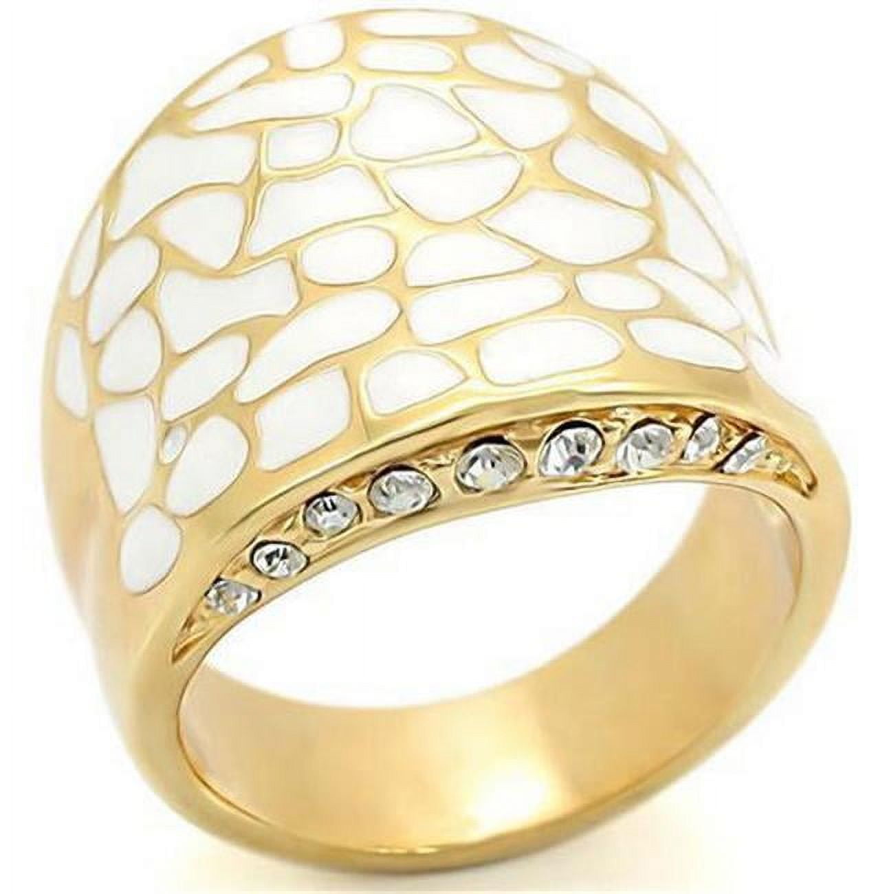 Picture of Alamode 0W379-10 Gold Brass Ring with Top Grade Crystal, Clear - Size 10