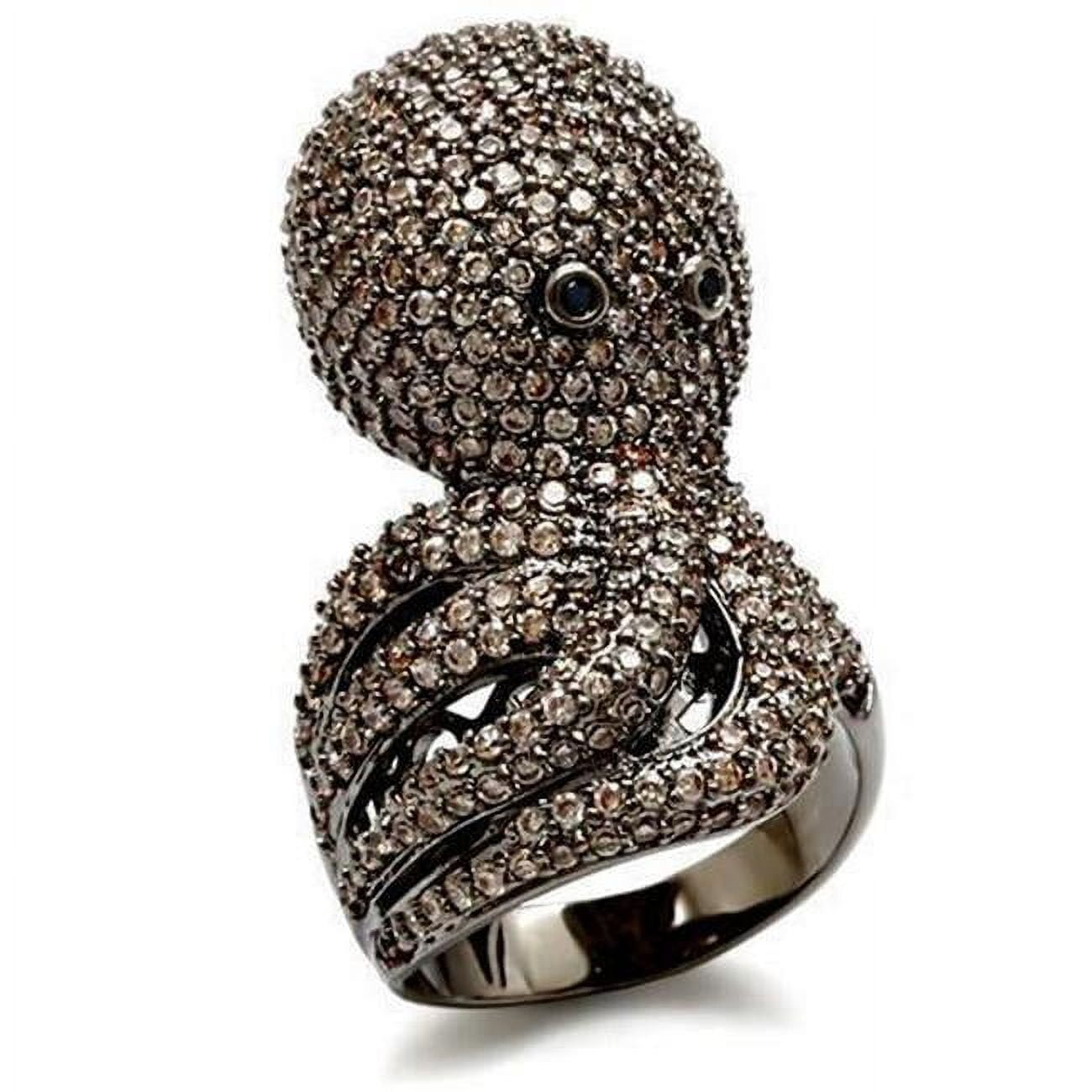 Ruthenium Brass Ring with AAA Grade CZ, Multi Color - Size 7