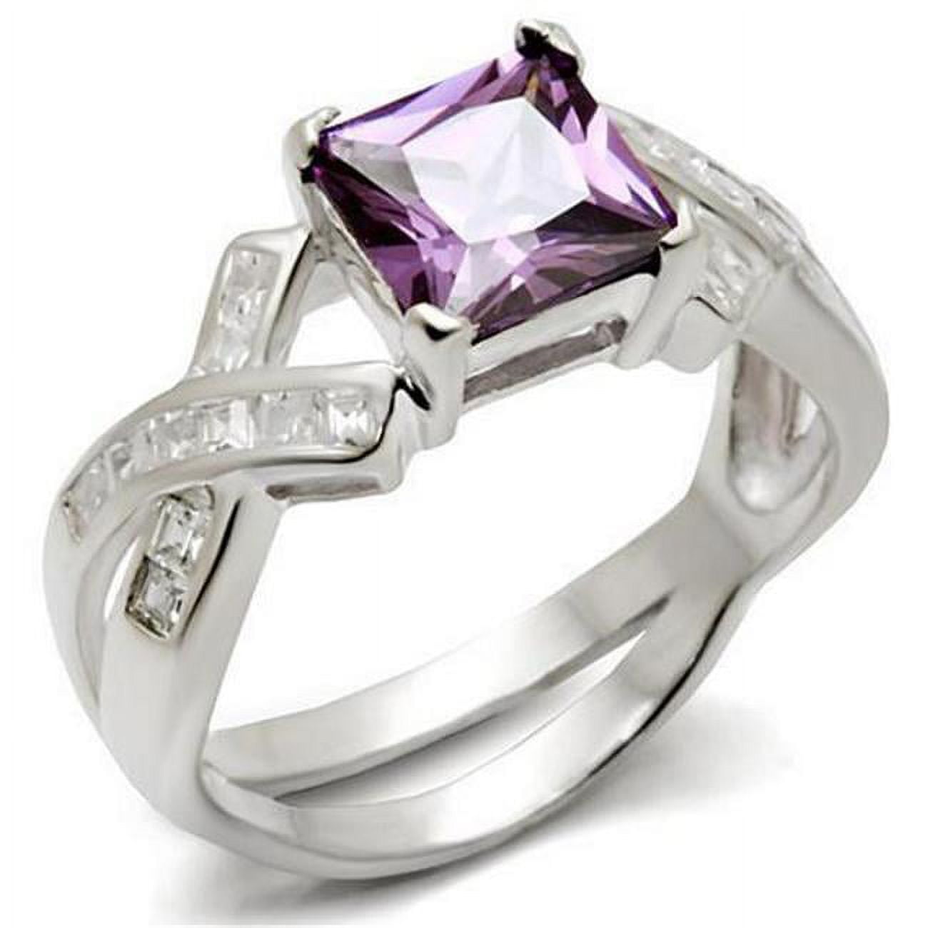 Picture of Alamode 34403-5 High-Polished 925 Sterling Silver Ring with AAA Grade CZ&#44; Amethyst - Size 5