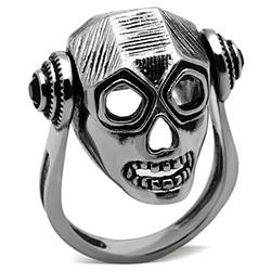 High Polished No Plating Stainless Steel Ring with Top Grade Crystal, Jet - Size 5