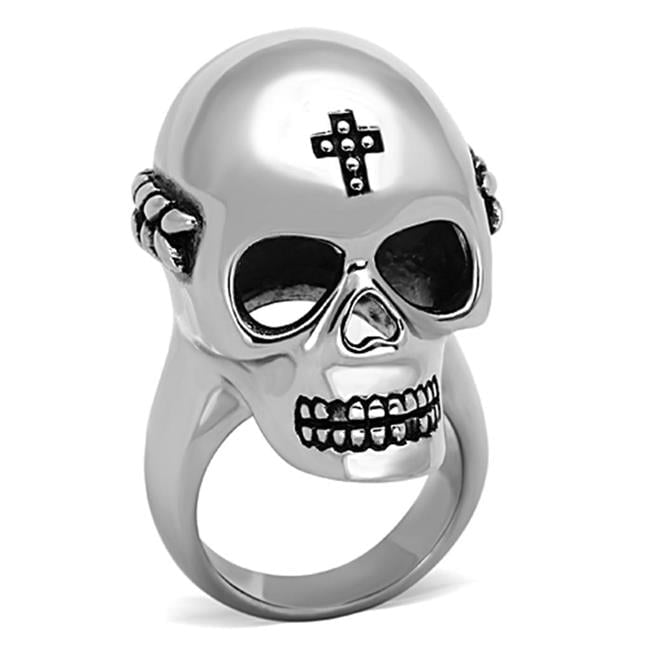 High Polished No Plating Stainless Steel Ring with Epoxy, Jet - Size 10