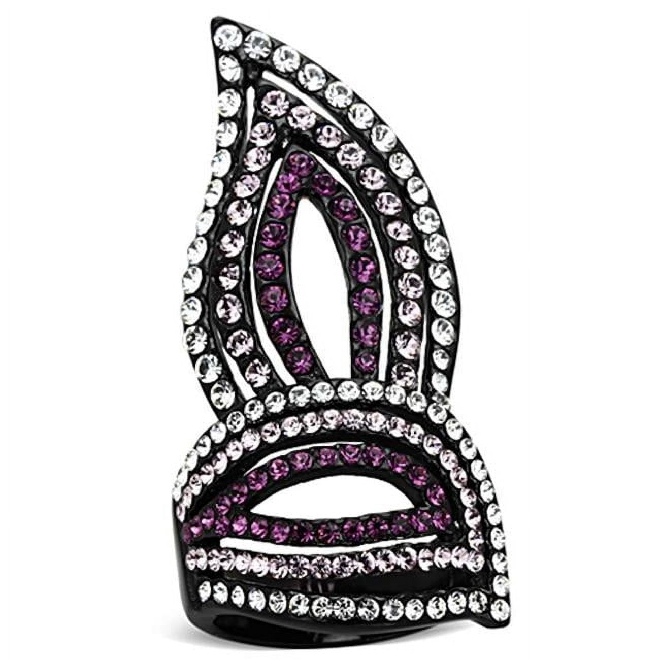 TK1293-10 IP Black Ion Plating Stainless Steel Ring with Top Grade Crystal, Multi Color - Size 10