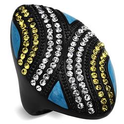 TK1294-10 IP Black Ion Plating Stainless Steel Ring with Top Grade Crystal, Citrine Yellow - Size 10
