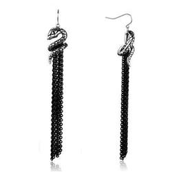 Two-Tone Black Stainless Steel Earrings - Black/Silver - Lightweight Design