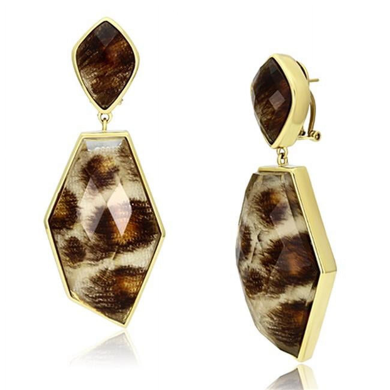 Picture of Alamode VL074 IP Gold Ion Plating Brass Earrings with Synthetic Stone, Animal Pattern