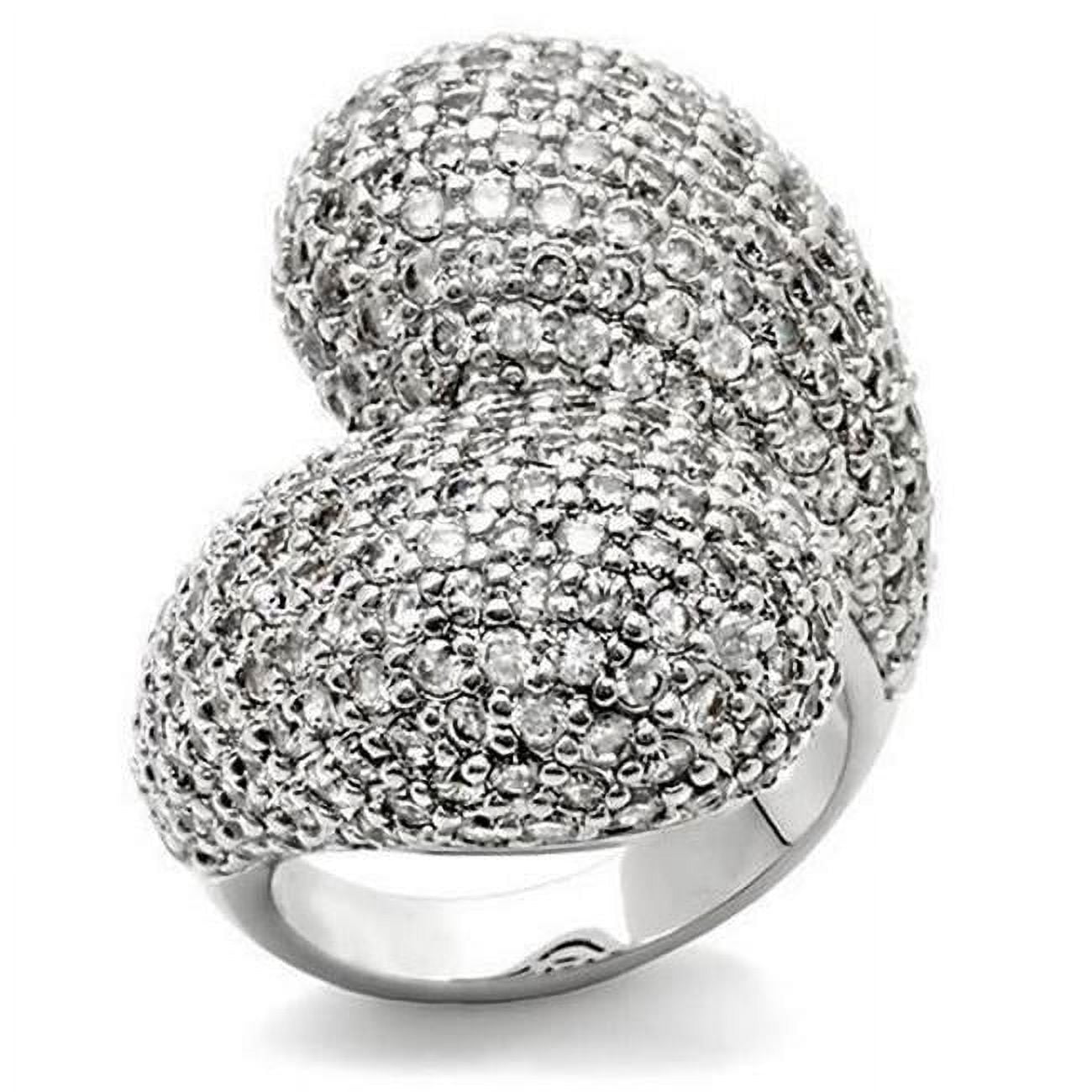 Picture of Alamode 0W216-6 Rhodium Brass Ring with AAA Grade CZ&#44; Clear - Size 6