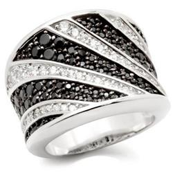 Picture of Alamode 0W242-6 Rhodium & Ruthenium Brass Ring with AAA Grade CZ&#44; Jet - Size 6