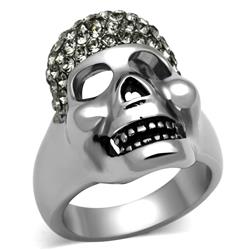 TK1116-10 High Polished No Plating Stainless Steel Ring with Top Grade Crystal, Black Diamond - Size 10