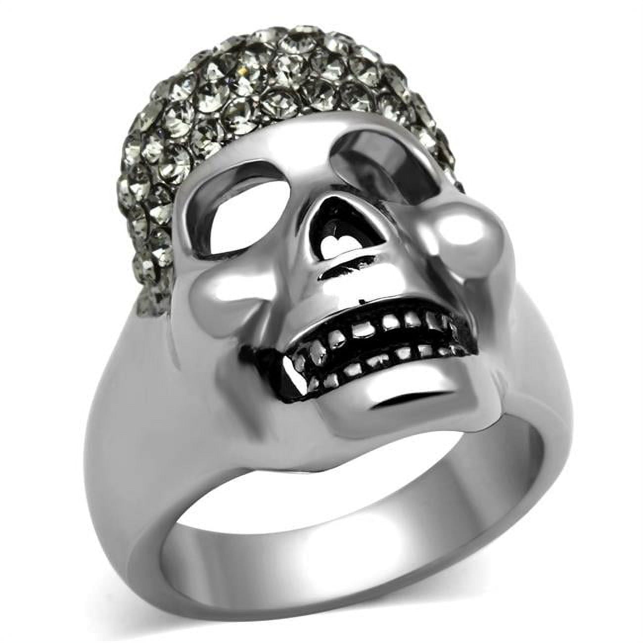 TK1116-8 High Polished No Plating Stainless Steel Ring with Top Grade Crystal, Black Diamond - Size 8