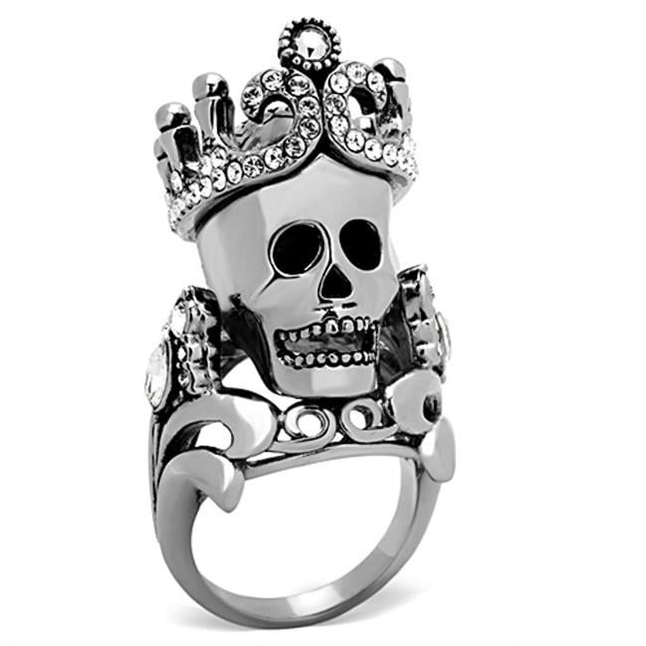 TK1123-7 High Polished No Plating Stainless Steel Ring with Top Grade Crystal, Black Diamond - Size 7