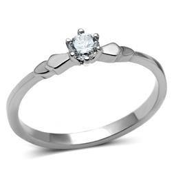 Picture of Alamode TK697-5 Women High Polished Stainless Steel Ring with AAA Grade CZ in Clear - Size 5