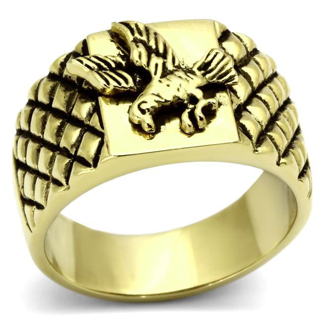 Men IP Gold Stainless Steel Ring with No Stone in No Stone - Size 8