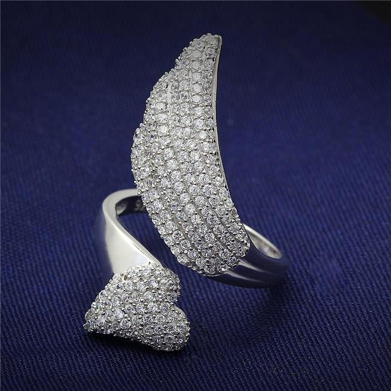 Women Rhodium 925 Sterling Silver Ring with AAA Grade CZ in Clear - Size 7